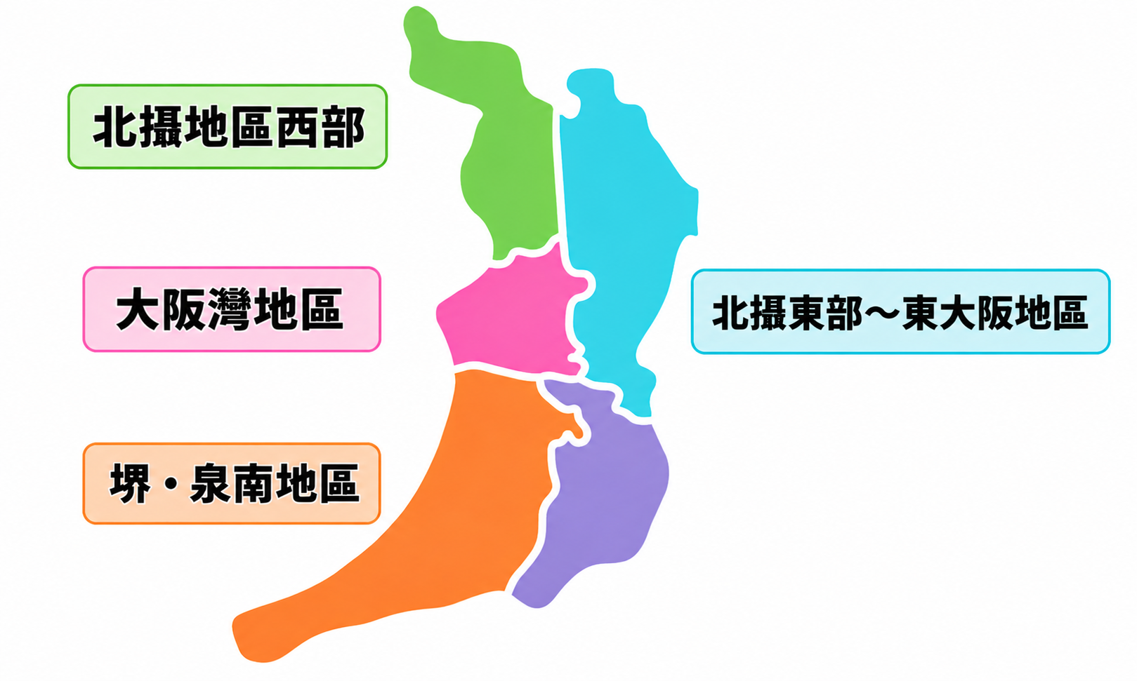 大阪各區域分布地圖