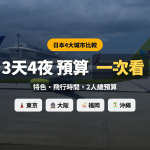 日本旅遊地 4 大熱門比較｜東京·大阪·福岡·沖繩 4 天 3 夜 2 人預算一次看