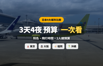 日本旅遊地 4 大熱門比較｜東京·大阪·福岡·沖繩 4 天 3 夜 2 人預算一次看