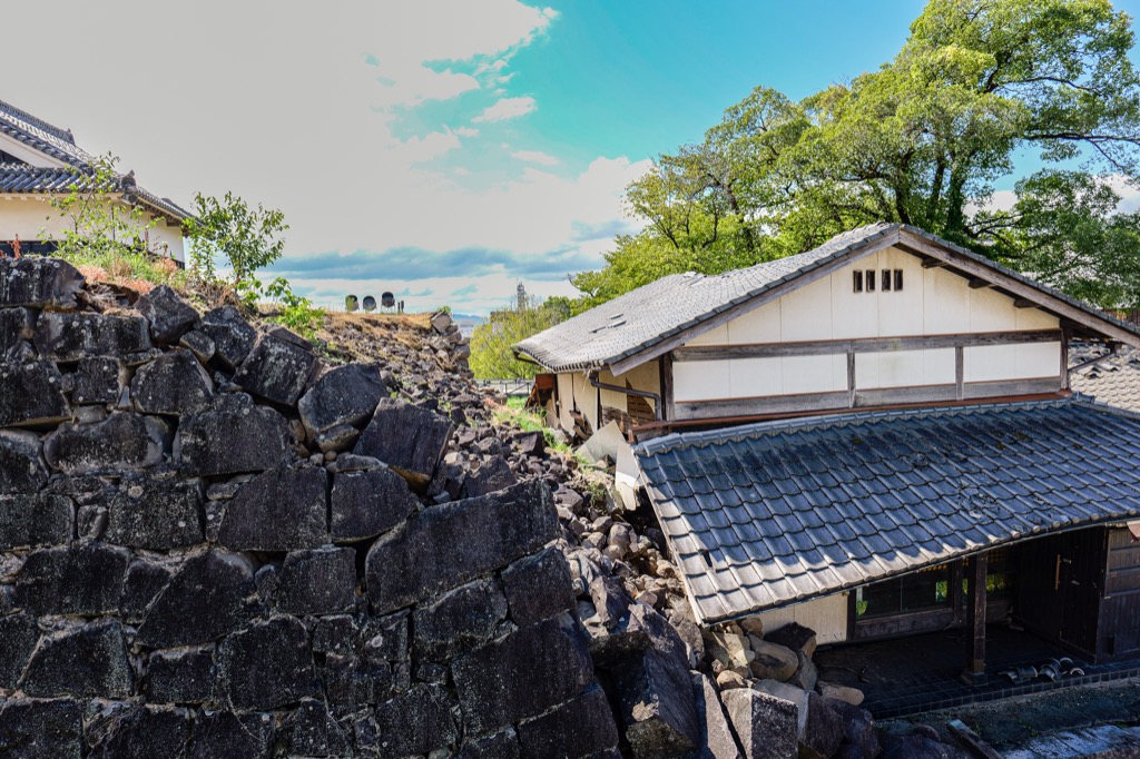 熊本地震倒塌的石垣完整保存區域